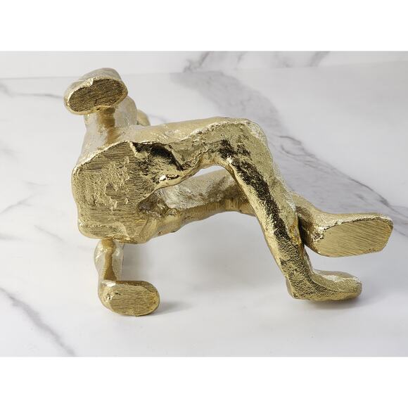 MCM Sitting Man Figurine Sculpture 7 1/4" Gold Finished Art Home Decor Accent - Picture 11 of 13